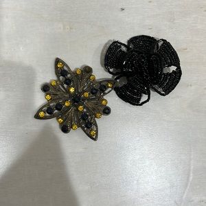 Beaded and Jeweled Flower Pins